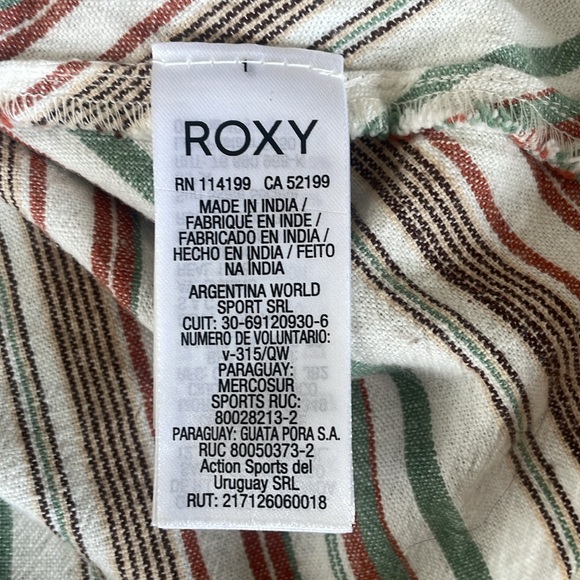 Roxy Dress Size XS Beachward Linen Cotton Blend Striped Button Front Shirtdress - Picture 4 of 8